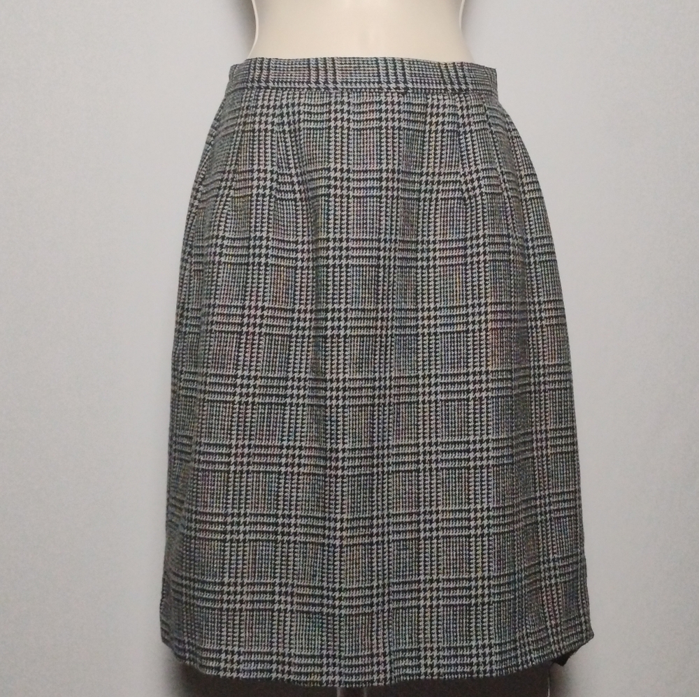 Vintage Norton McNaughton Plaid Wool Skirt – Made in USA (Size 8, Waist 25")